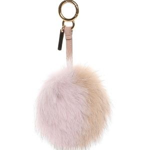 Pink/brown fox fur fendi charm